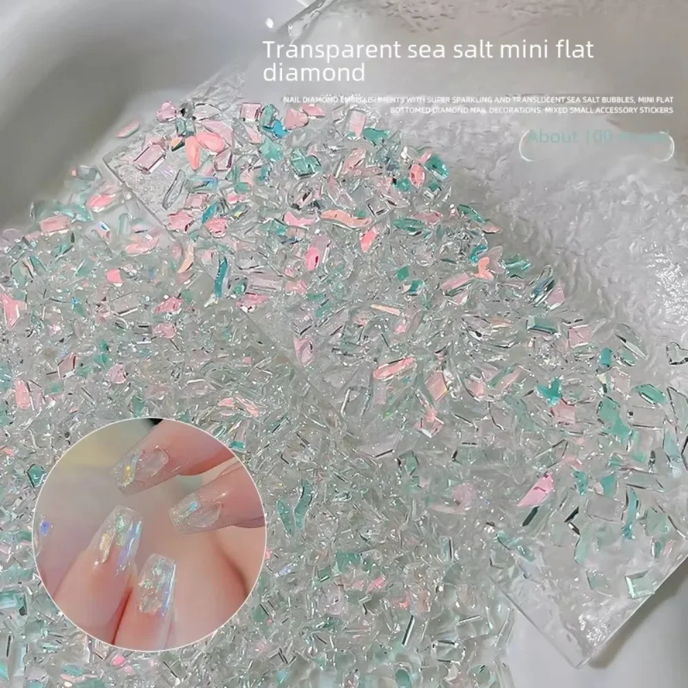 

Модные морские соли с пузырьками для дизайна ногтей, нерегулярная дрель, прозрачные маленькие подвески для ногтей, бриллиантовые красочные Аврора, смешанные украшения для ногтей