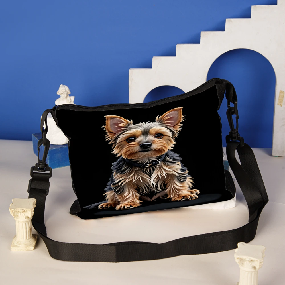 1pc Yorkie Dog Print Crossbody Bag Black Pet Animal Pattern Shoulder Bags For Women And Girls Casual Daily Use Travel Shopping C