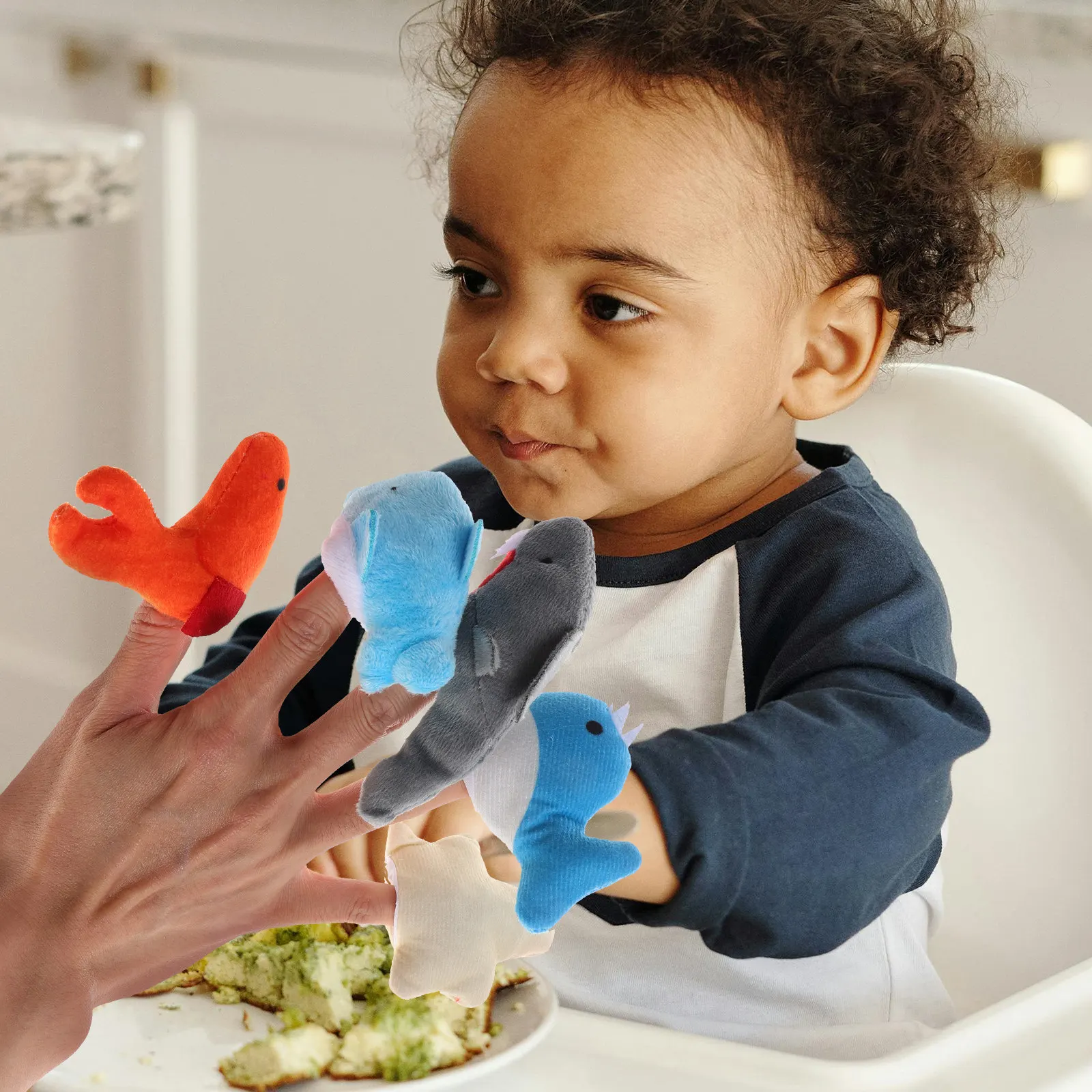 

10Pcs Finger Puppets Cartoon Ocean Animals Soft Interactive Storytelling Kids Hand Puppets Adorable Animal Shape Parent Child