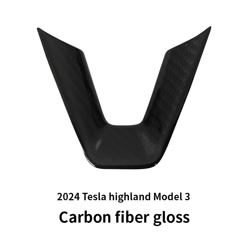 

Steering Wheel Patch for Tesla2025Model3 Y Highland Real 100%Carbon Fiber Bright Steering Wheel U-shaped Steering wheel sticker