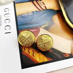 Round Earrings Textured Metal Alloy Vintage Antique Jewelry
