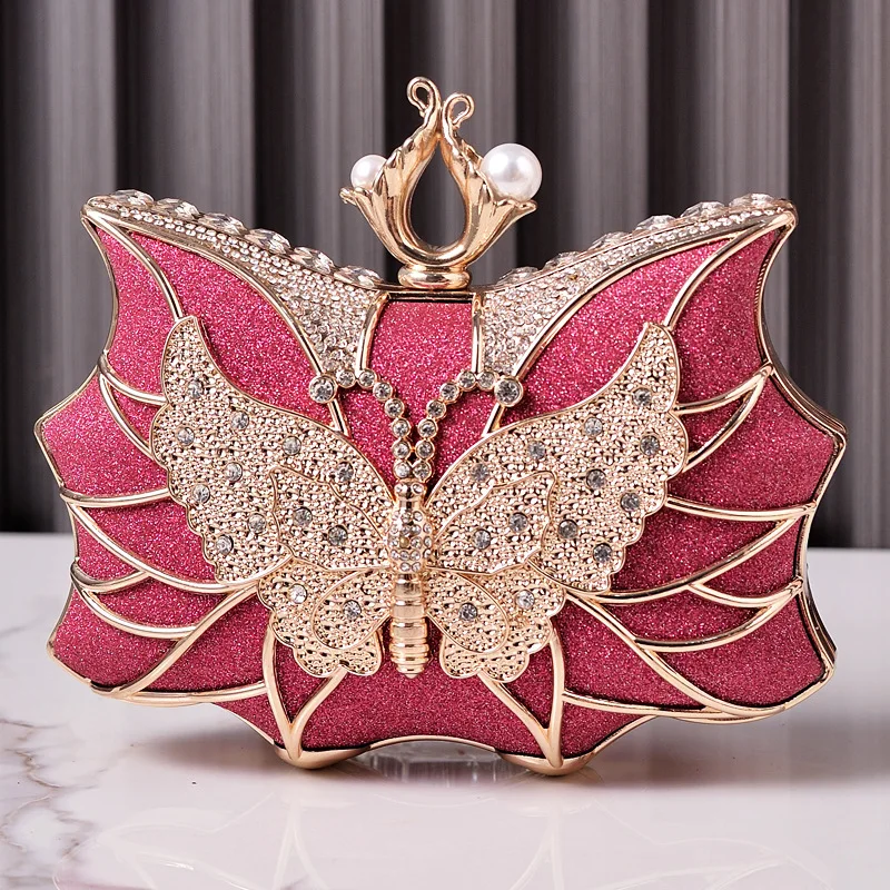 

Fashion Luxury Evening Bags Hollow Butterfly Party Bag Bridal Wedding Diamond Clutch Elegant Banquet Handbags Dinner Purse Sac