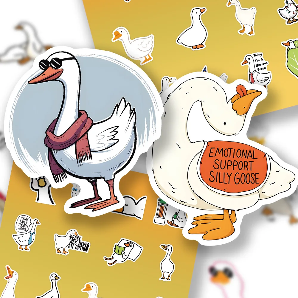 

10/54PCS Cute Big White Goose Graffiti Stickers Creative Animal Cartoon Decal DIY Laptop Phone Cup Guitar Waterproof Stickers