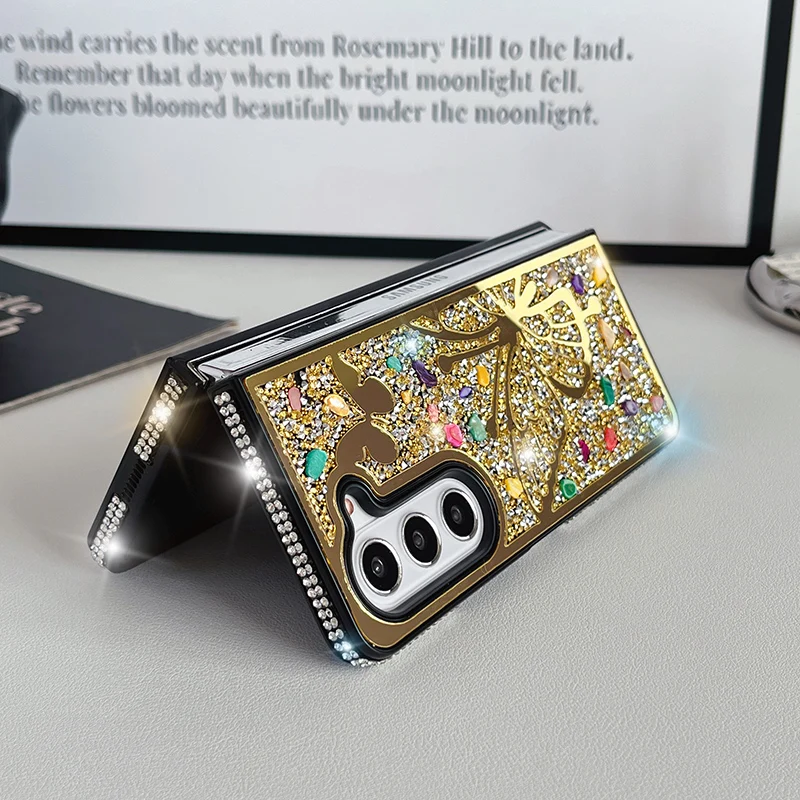 Bling Diamond Butterfly Crystal Bracelet Case For Samsung Galaxy Z Fold 6 Fold 5 Fold 4 3 Glitter Rhinestone Protective Cover - Image 5