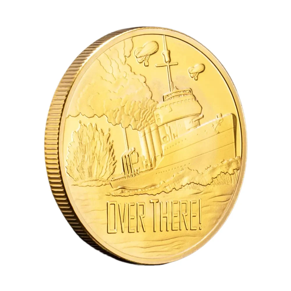 Over There Coinunited 2018 States Navy Centennial of World War I Collectible Coin Golden Plated Commemorative Coins