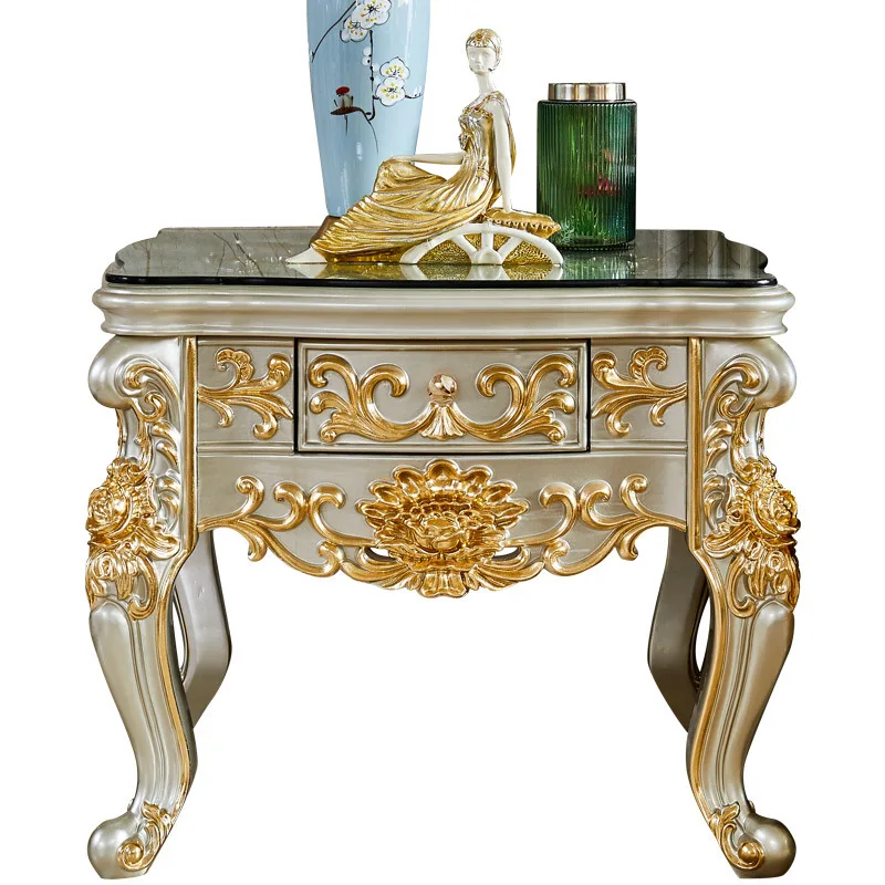 

European-style square table, American-style luxury living room drawer square table, phone edge corner, storage cabinet, gold