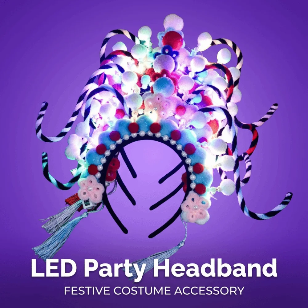 

Детская повязка на голову в китайском стиле с кисточками и LED-подсветкой, светящаяся повязка для волос для косплея, аксессуар для волос
