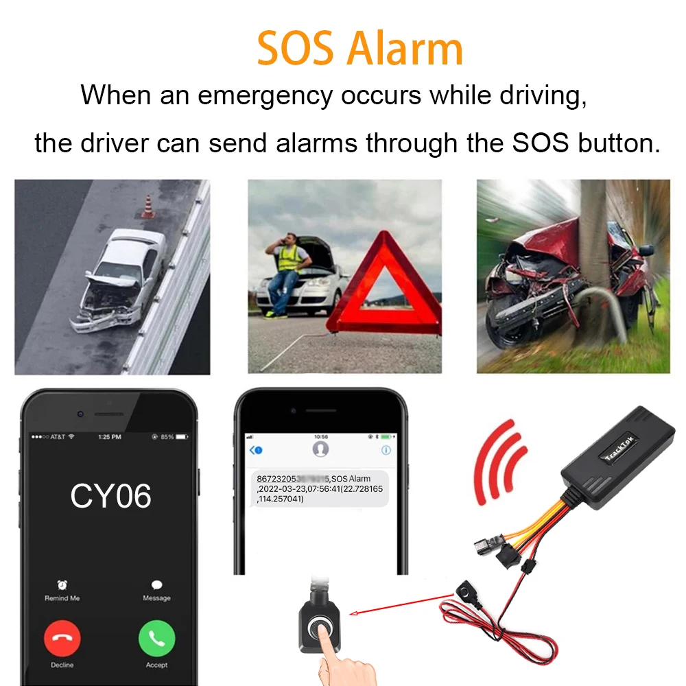 4G Vehicle Tracker 9-90V Wide Voltage SOS ACC Motion Alert For Car Moto Truck Van Asset Location Monitor