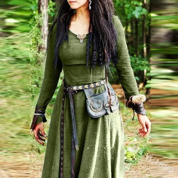 Wikinger-Ranger-Elfen-Kostüm für Damen, Keltisches Wikinger-Halloween-Karnevals-Maskerade-Performance-Kostüm, Halloween-LARP-Kostüm für Erwachsene, Ganzjahres-Kleid