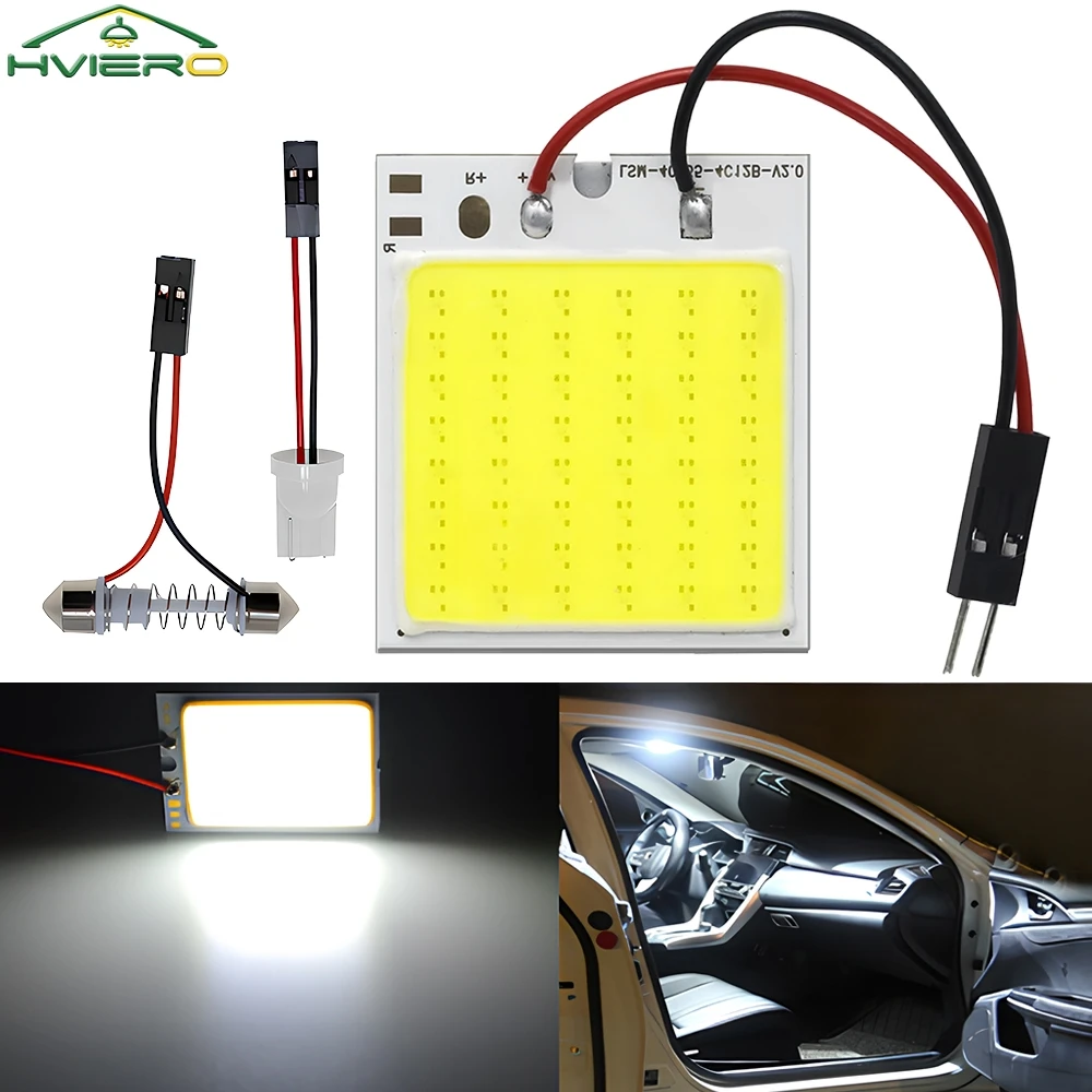 COB Led Auto Interior Reading Lamp T10 12V White Wedge 48SMD Parking Light Dome Festoon Bulb Trunk Adapter Superbright Lighting