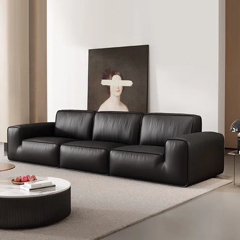 

Italian Minimalist Leather Sofa Luxury Living Room Modern Simple Large Living Room Sofa Home Furniture Wohnzimmer Sofas SGKT