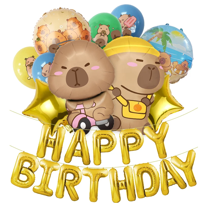 

Capybara Balloons Foil Balloon Cartoon Animal Happy Birthday Decoration Latex Balloon Party Favors Party Supplies Gifts Toys