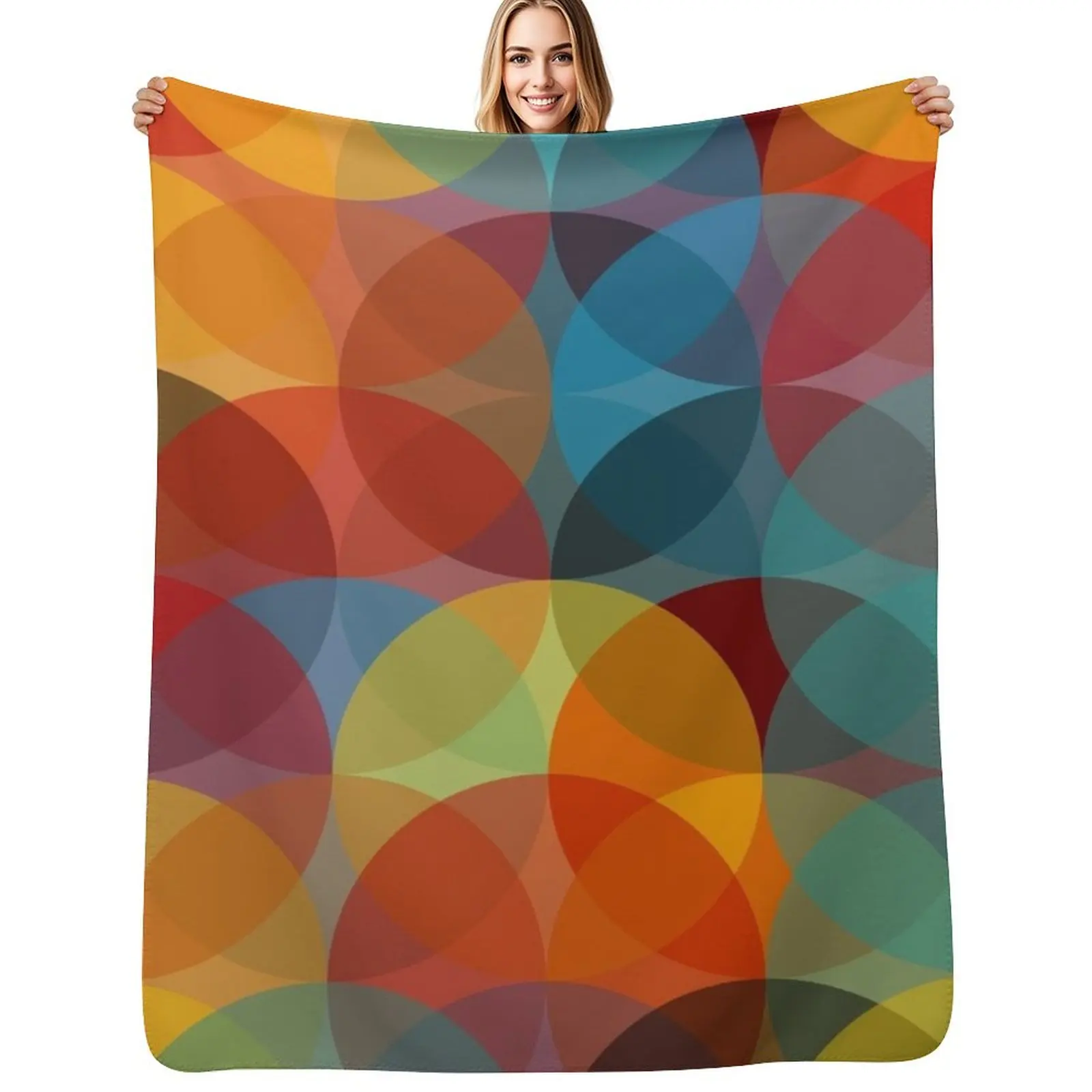 Mid Century Modern Circle Print 2 Throw Blanket Travel For Decorative Sofa Blankets For Baby Comforter for winter Blankets