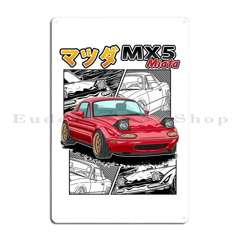Retro Sportcar Mx5 Miata Metal Sign PaintingDesign Party Club Custom Wall Mural Tin Sign Poster