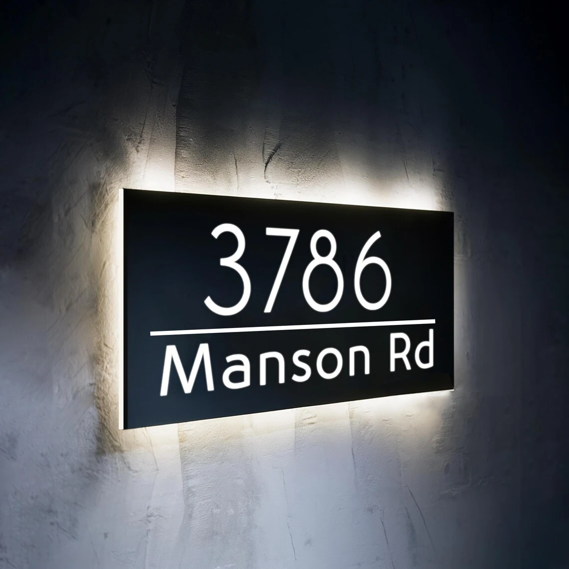 Premium Custom Backlit House Address Sign, Modern Illuminated Numbers Plaque with Matte Metal Coating,Exterior Address Plaque