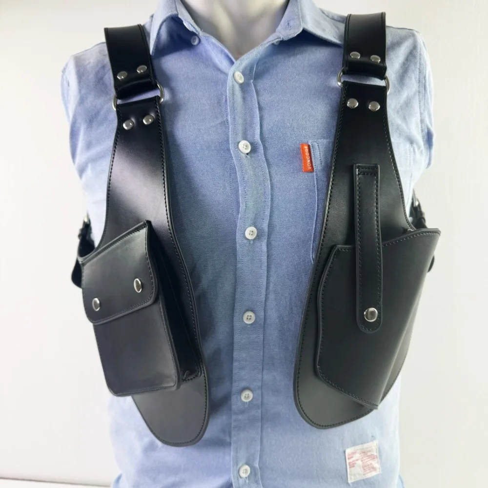 Genuine Leather New Tactical Vest Underarm Pistol Bag Stealth Backpack Cowhide Holster Dress Up Vest Holster Bag Friend Gift