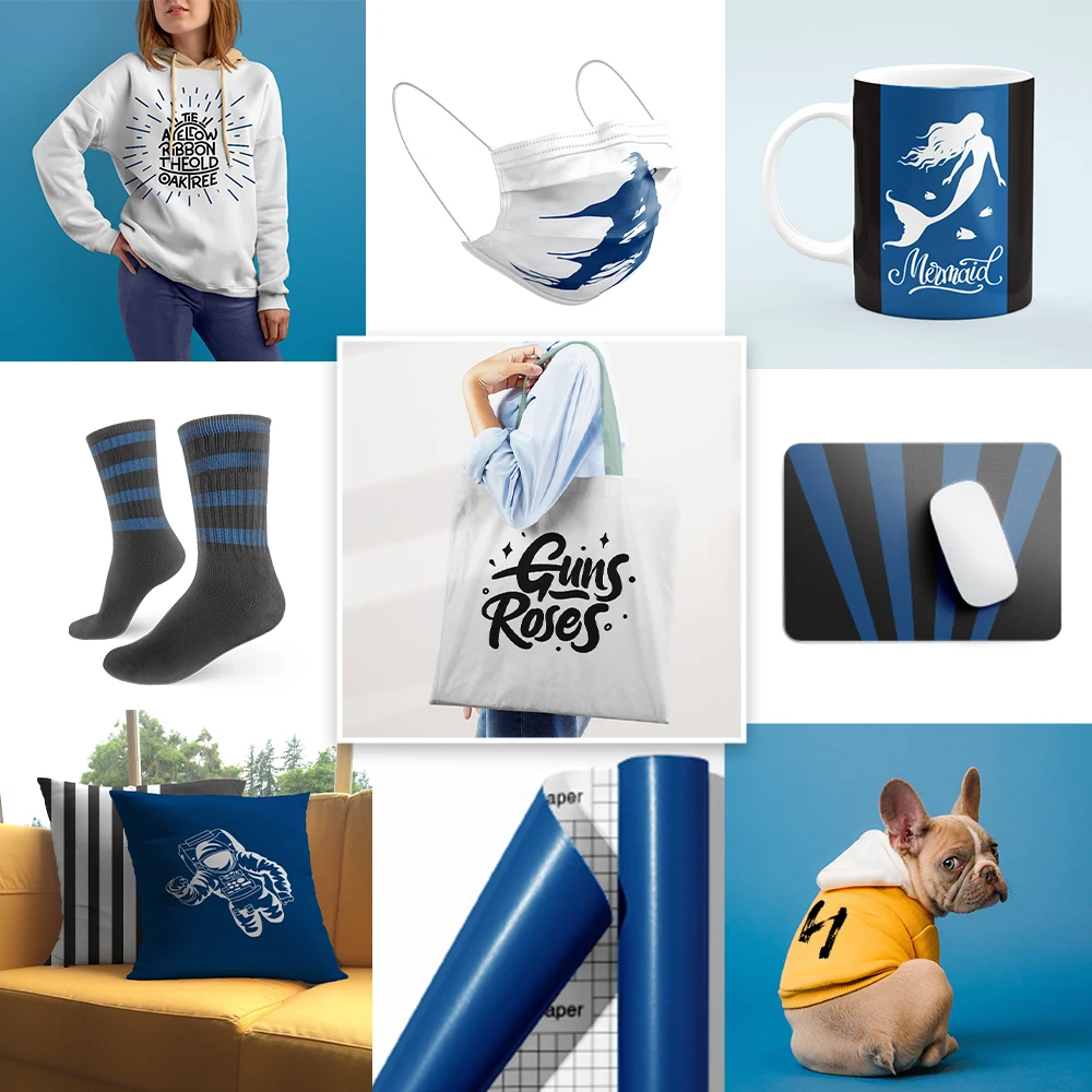 WOWOCUT Sublimation Heat Transfer Paper Black and Blue Solid Color 2 Packs Bundle 12"X12" Sublimation Sheet for DIY T-Shirt Mugs