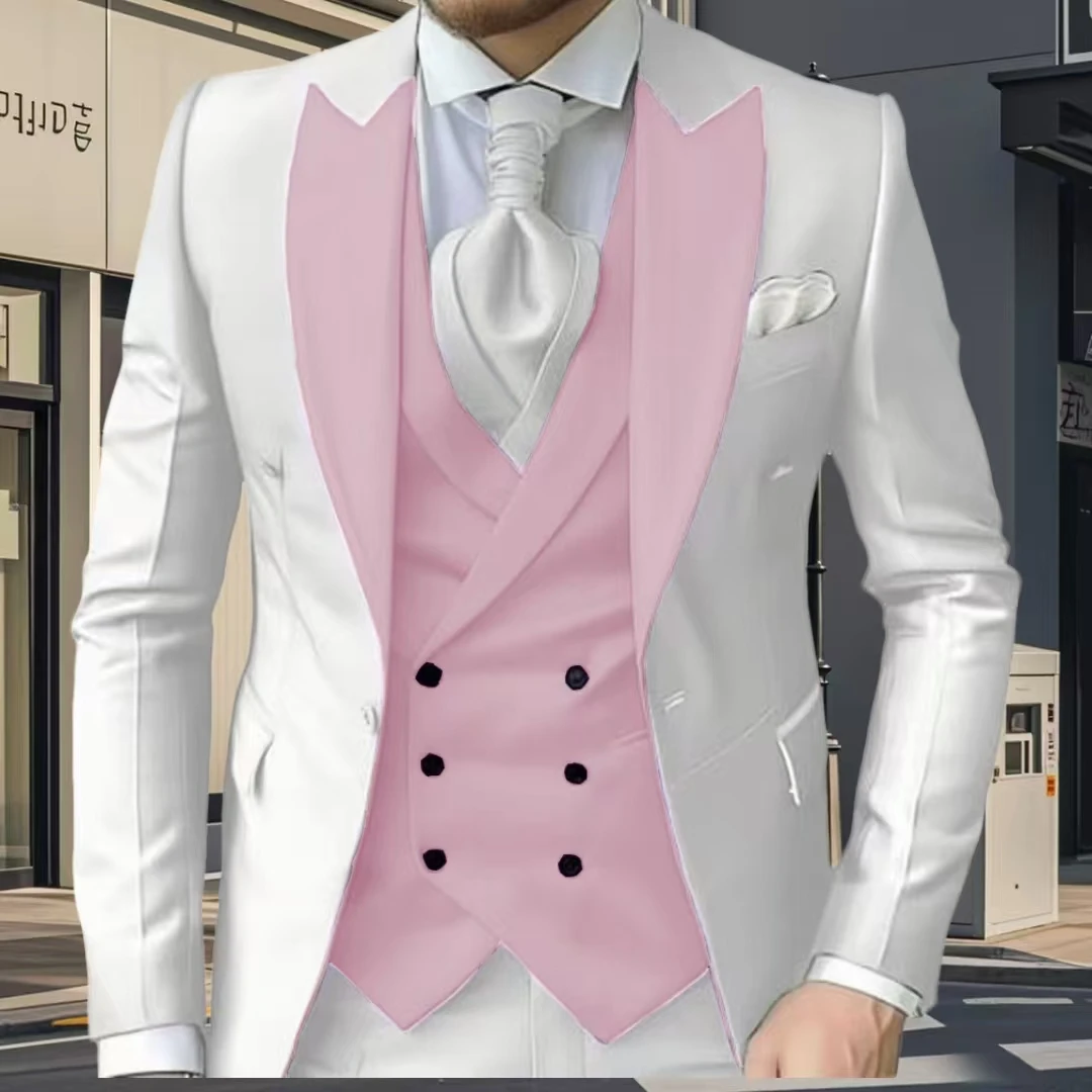 

Solid Color Formal Business Suits Full Men's Suits Big Lapels High-quality Slim Jackets Men's Suit for Wedding Stage Costume
