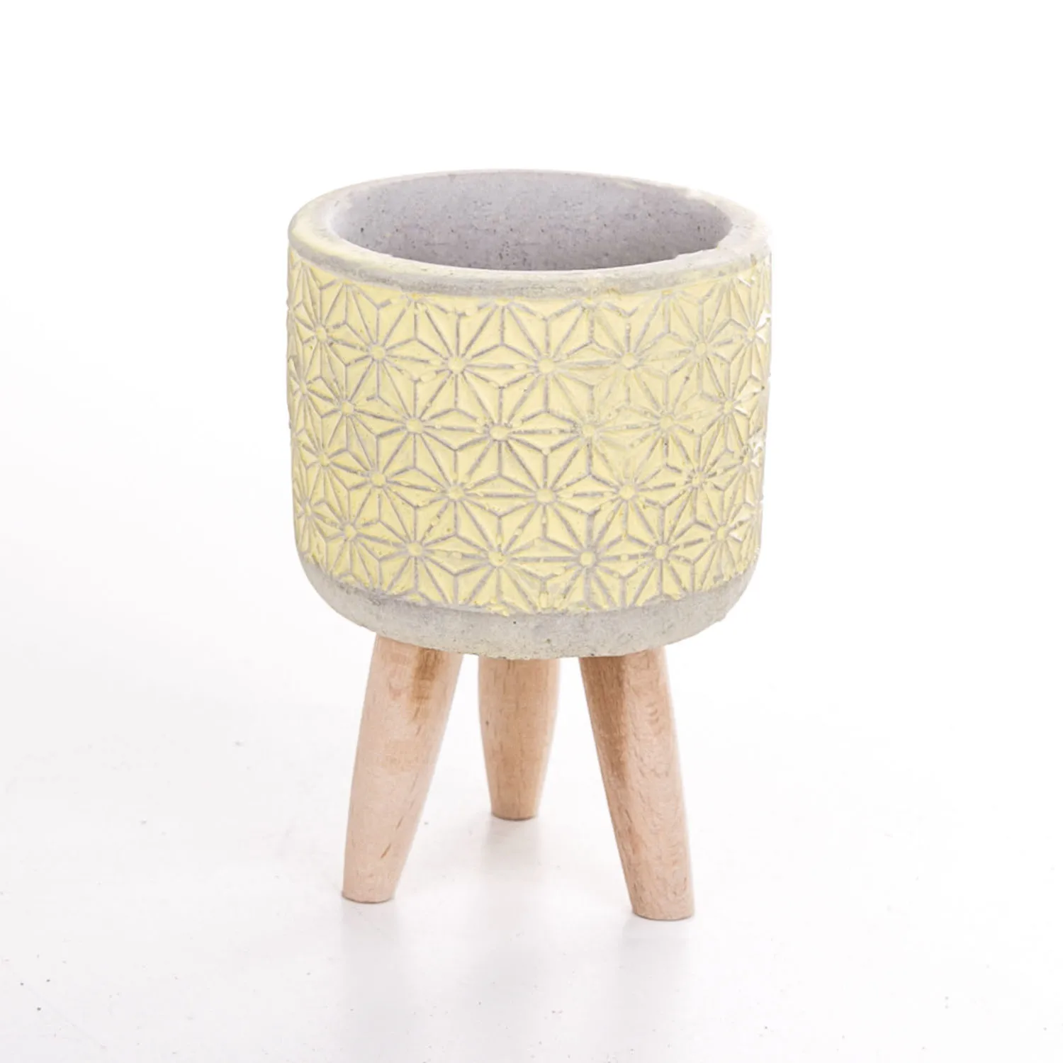 Star patterned yellow concrete succulent flower pot 7,5x x Cm