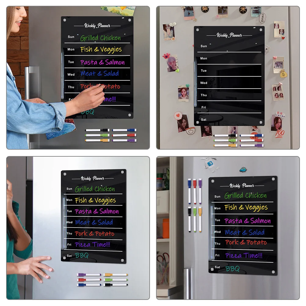 

1Set Acrylic Magnetic Dry Erase Board for Refrigerator Daily Weekly Planner Fridge to Do List Organizer Magnetic Dry Erase Board