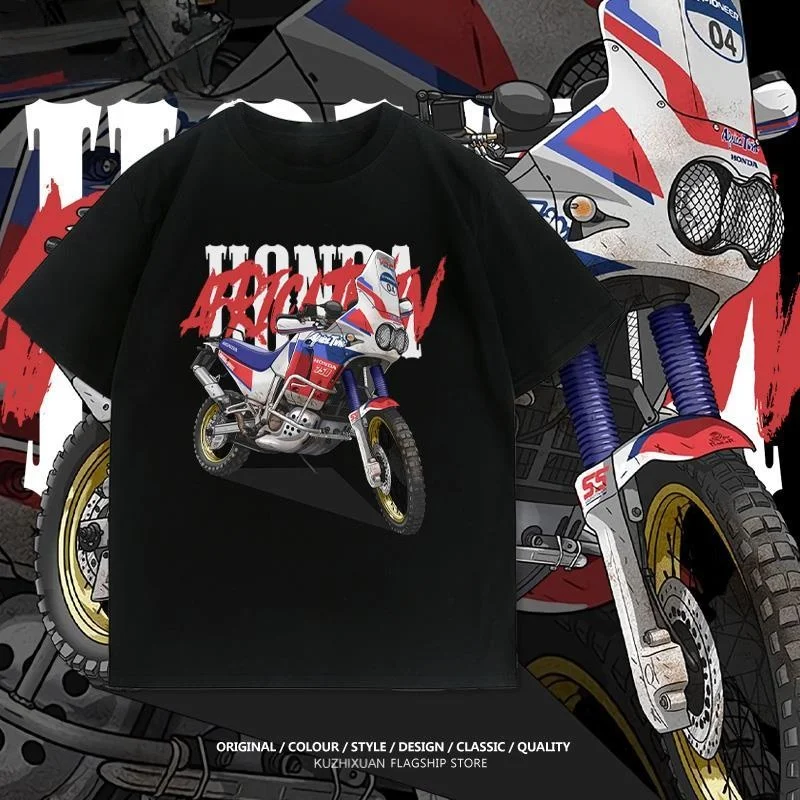 

HONDA Non-double Motorcycle XADV Modified Africa Twin Летняя футболка с короткими рукавами Мужская футболка из чистого хлопка Rider