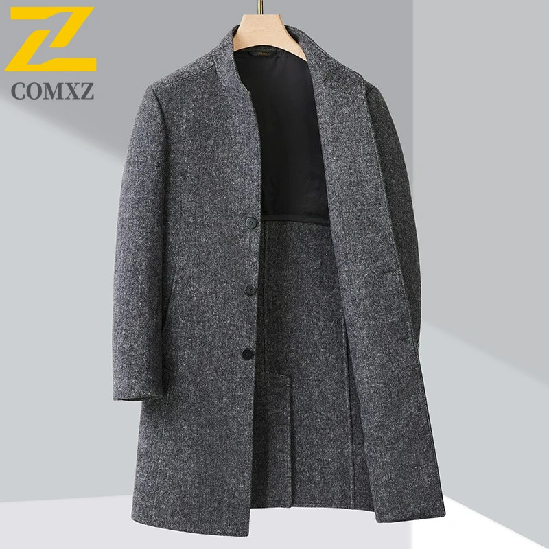 

Winter Premium Wool Overcoat Male 2025 Light Luxury Medium Long Styles Business Casual Coat High Fashion Stand Collar TrenchCoat