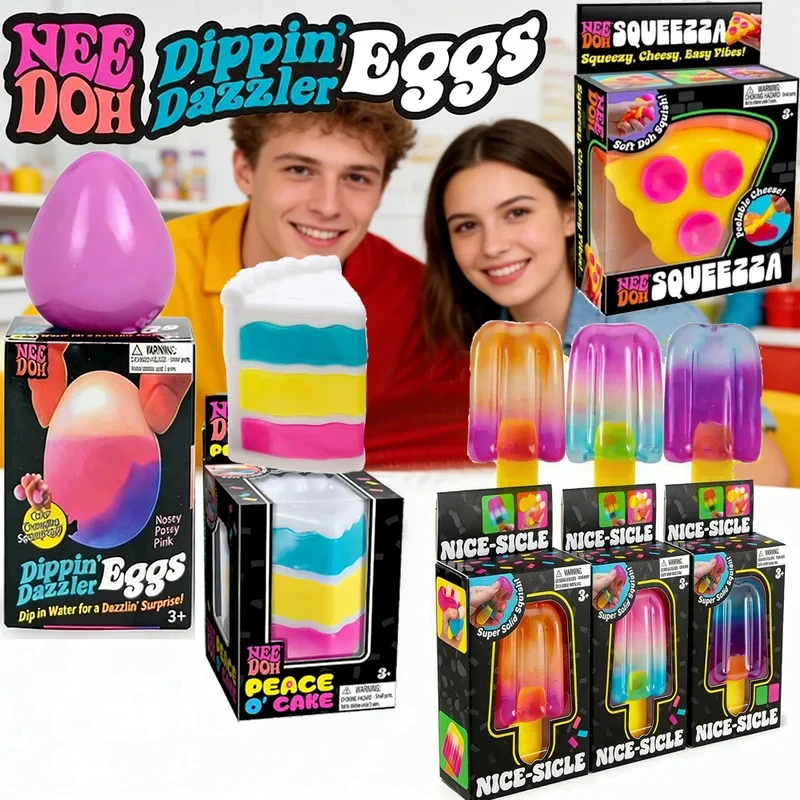 Nee-doh Nice Cream Cone, Juguete Sensorial Antiestrés con Forma de Cono de Helado Colorido, Herramienta para la Ansiedad y la Concentración para Adultos y Niños