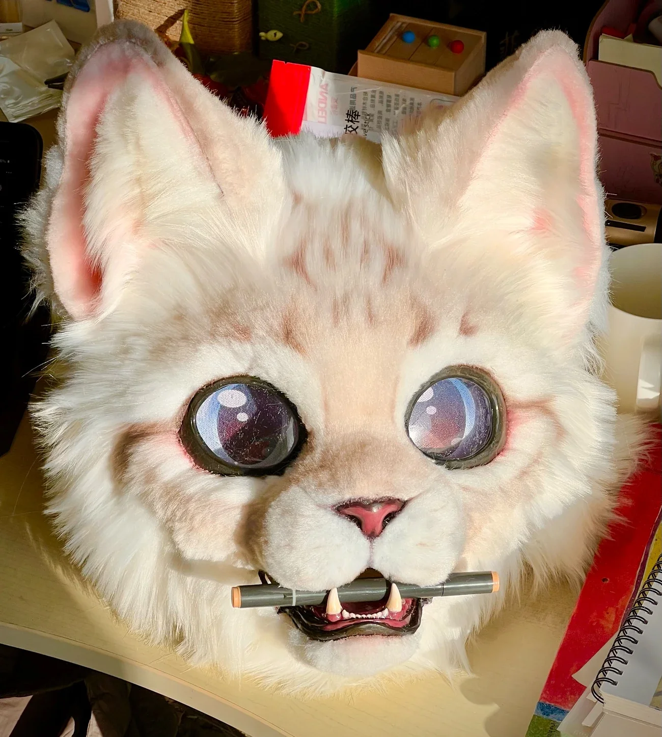 Realistische Basismaske Fursuit Felidae 3D-Druck Realistischer Tieranzug Cosplay-Kostümzubehör für Kemono/Amerikanischen Stil Furry
