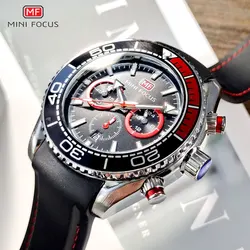 MINI FOCUS Sport Watch for Men Black Silicone Strap Chronograph Quartz Wristwatch with Date 24-hour Display Luminous Hands 0426