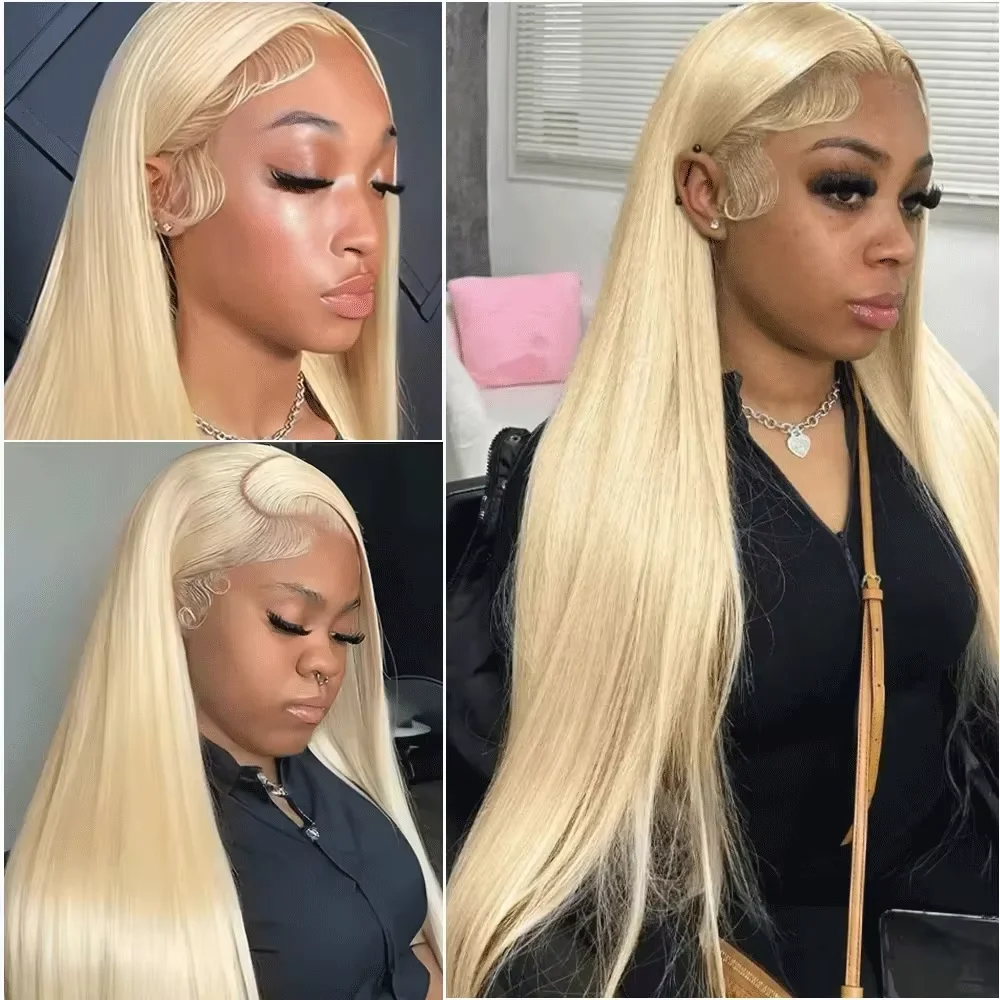13x4 13x6 HD Transparent Full Lace Frontal Wigs 613 Honey Blonde Wig Human Hair Colored Straight Human Hair Wig 613 Honey Blonde Wig Lace Front Wigs For Women 28 32 Inches