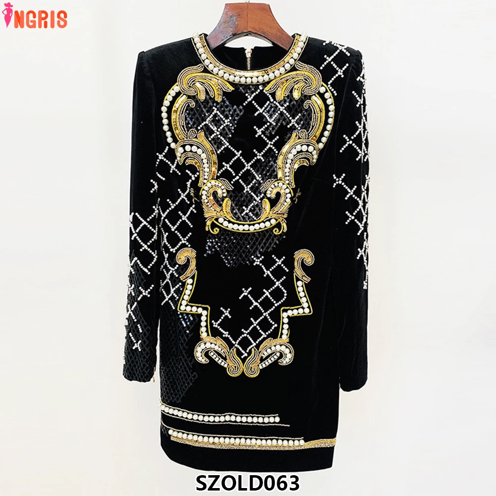 

Women Fashion Embroidery Beaded Dress Long Sleeve Sequin Elegant Dress For Women-SZOLD063