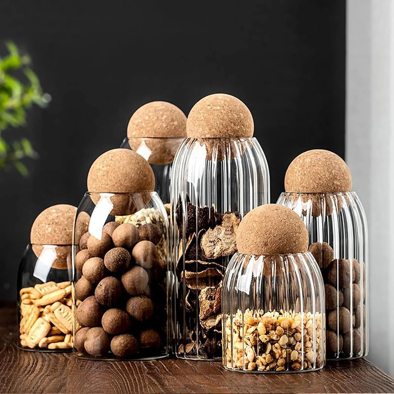 

3Pack Glass Jars with Cork Lid , Cute Decorative Organizer Bottle Canister Jar, Clear Candy Jars Canister Sugar Coffee Tea Bean