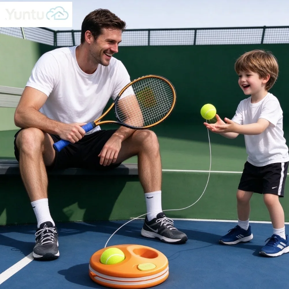 Backyard Leisure Tennis Practice Set, Aluminum Alloy Tennis Racket Rebound Trainer, Interactive Game Kit for Parents & Kids