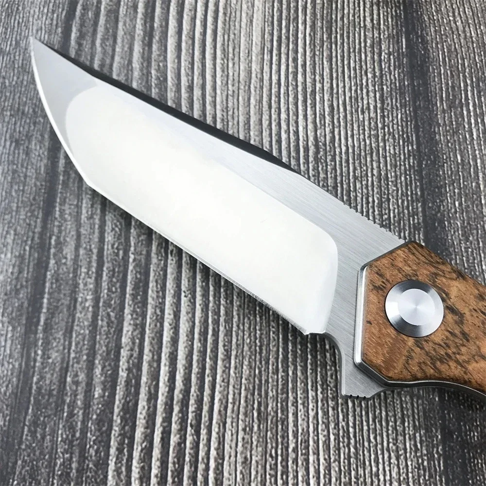 High Quality Pocket Folding Knife D2 Stain Blade Sandalwood Handle  Work Sharp Outdoor Camping Cutting Hunting EDC Knives