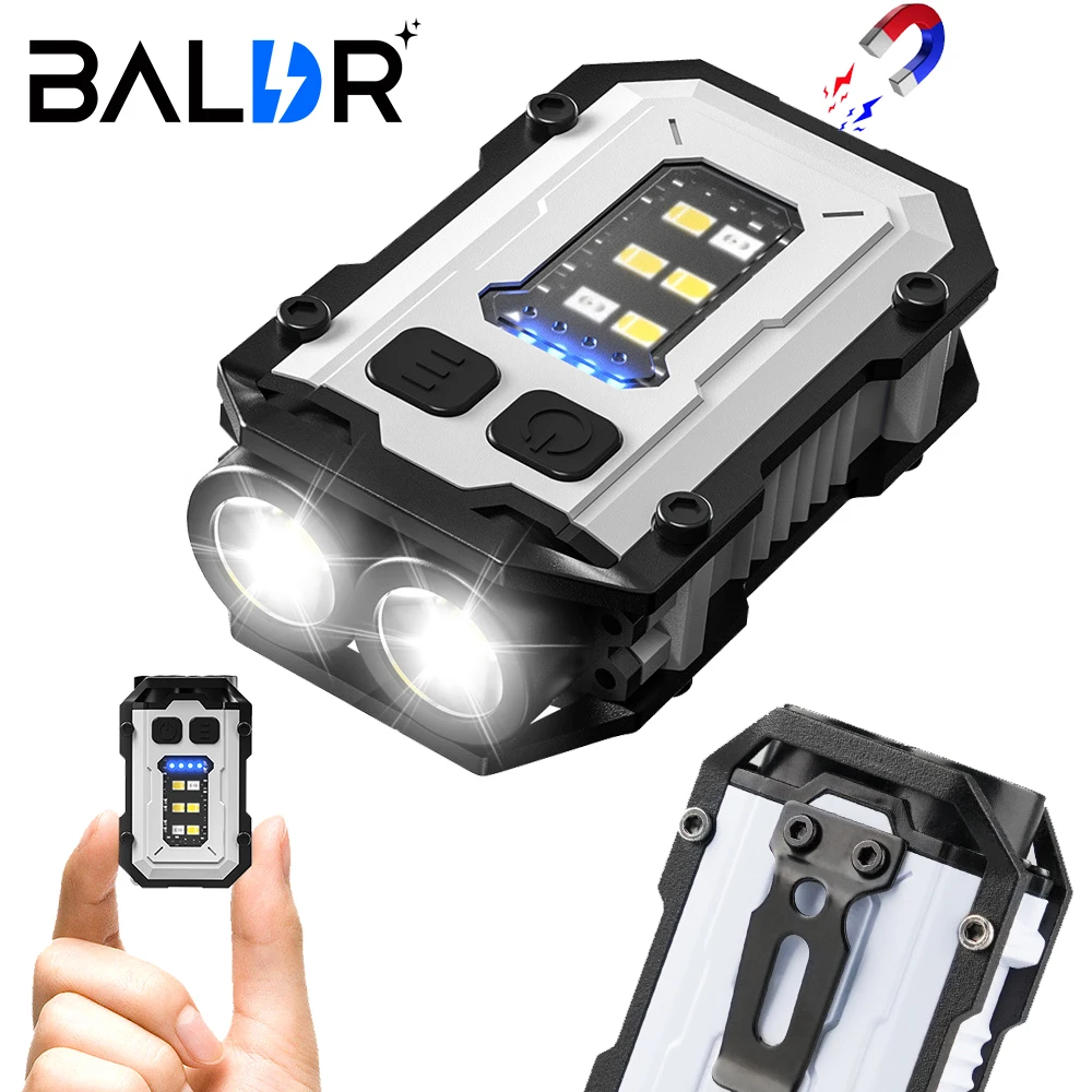 

Mini Portable LED COB Flashlight Head Rotation Magnetic Torch Built-in Battery USB Rechargable Outdoor Camping Emergency Lantern