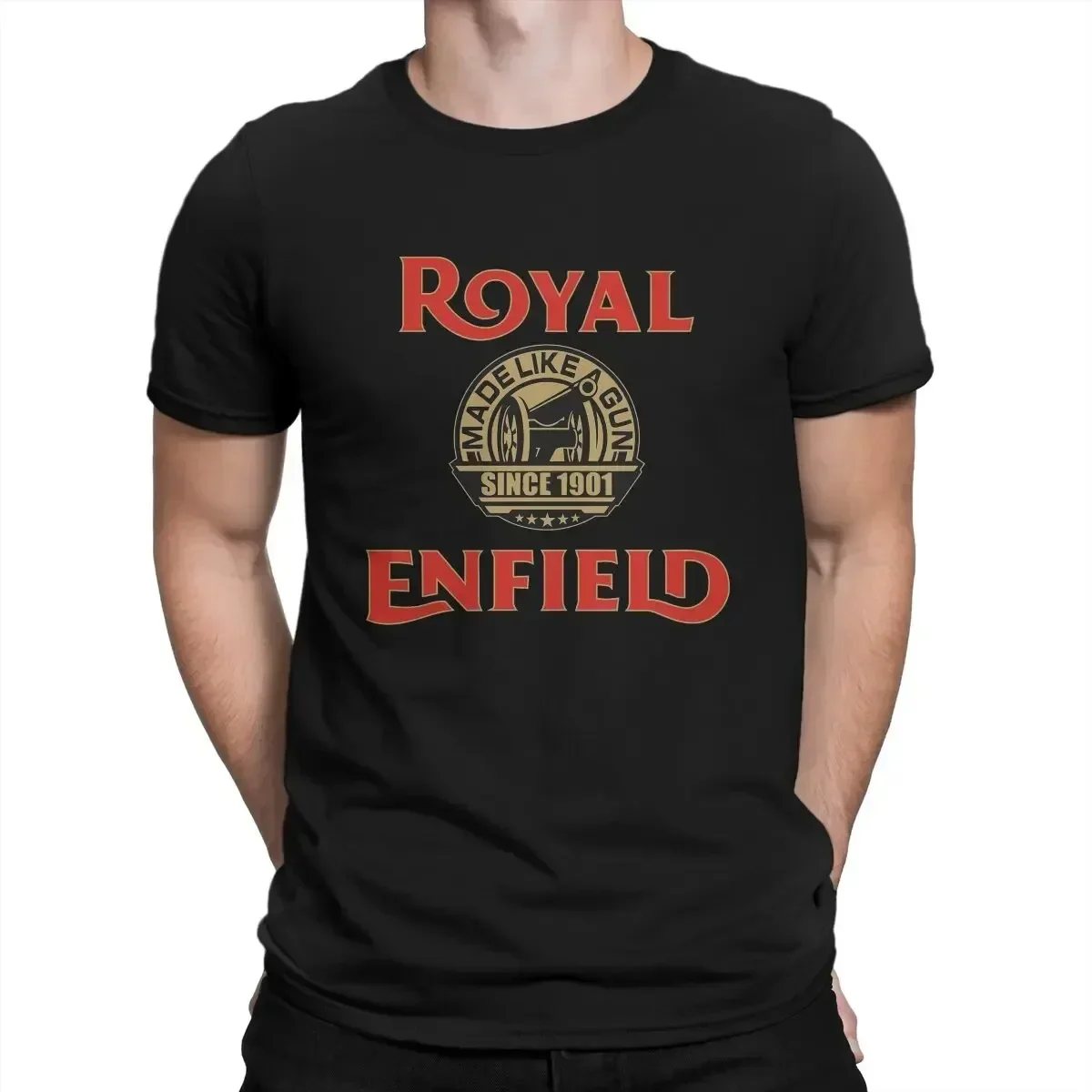 One of British Retro Motorcycles Newest T-Shirt for Men Royal Enfields Biker Round Neck Basic T Shirt Distinctive Birthday Gifts