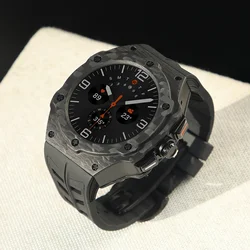 Carbon Fiber Case Modification Kit for Samsung Galaxy Watch 7 Ultra 47mm Luxury Case Fluororubber Strap for Galaxy Ultra Mod Kit