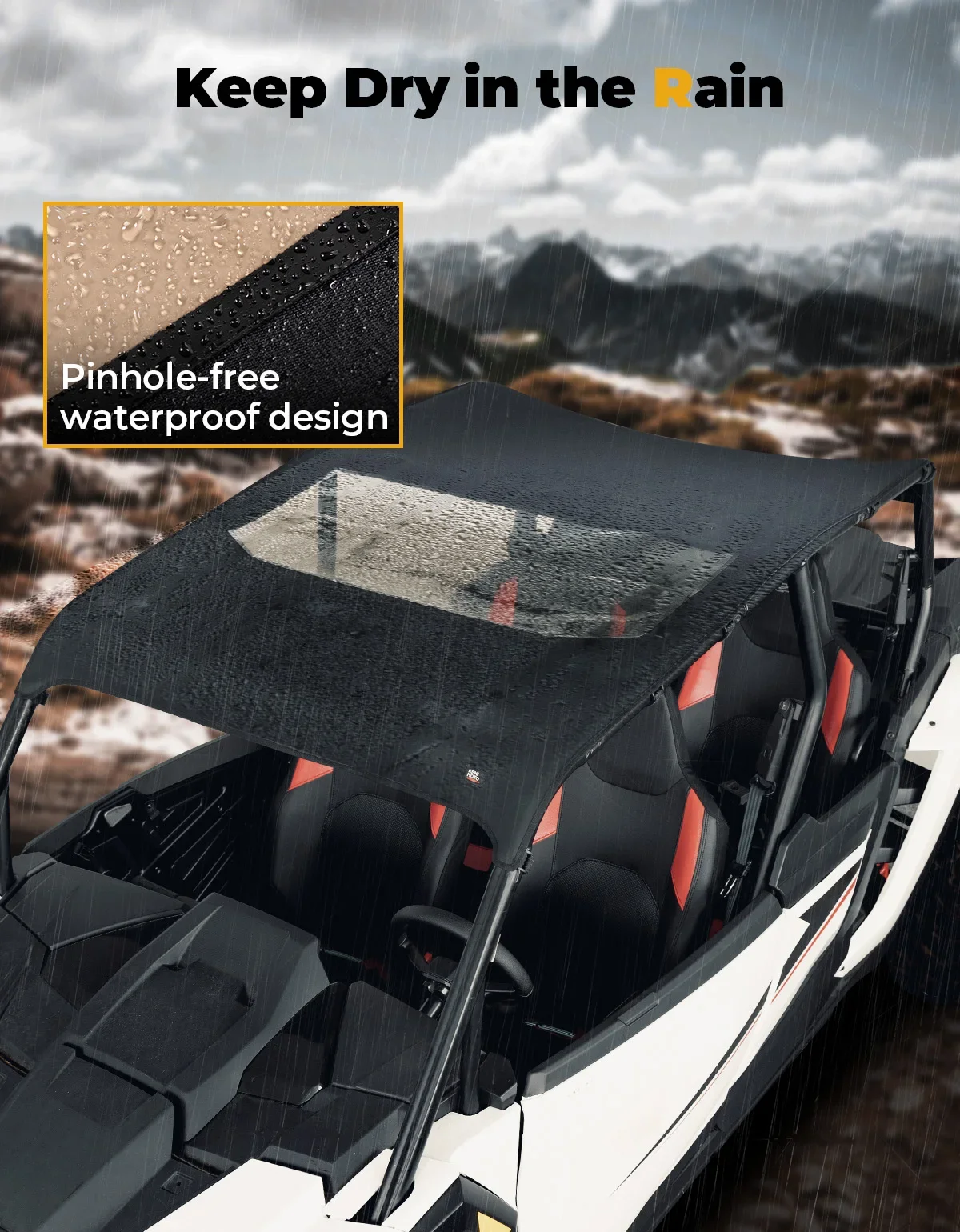 UTV Soft Roof Top Sunshade Waterproof PVC Oxford Fabric Compatible with Polaris RZR XP 4 1000 2024 2025 Roof Protection