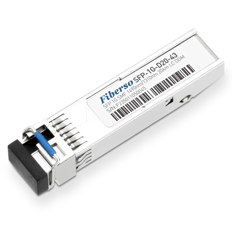 

Fiberso Compatible 1000BASE 1.25G BiDi SFP Module LC 20KM 1490/1310nm SM Fiber Optical Transceiver for Network Communication