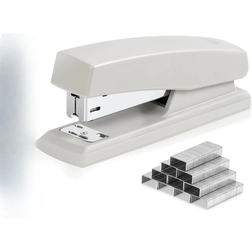스테이플러, 640개 스테이플이 포함된 데스크탑 스테이플러, 사무용 스테이플러, 25페이지 용량, 흰색