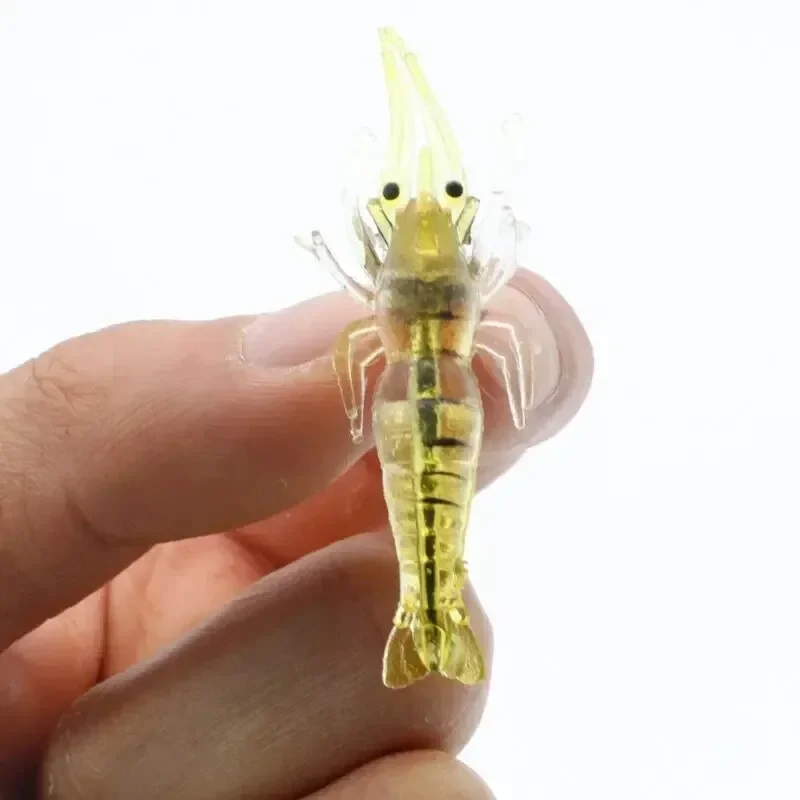 20PCS Isca Artificial Soft Shrimp Lure Worm For Fishing Bait 1.3g/4cm Hook Sharp Crankbait Lures Silicone Shone Prawn Bait