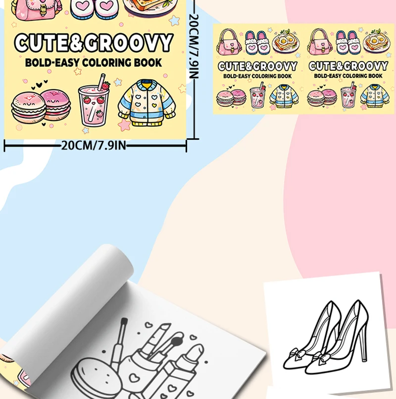 Cute coloring book: charming desserts and store scenes, relaxing and suitable for family art time and creative expression