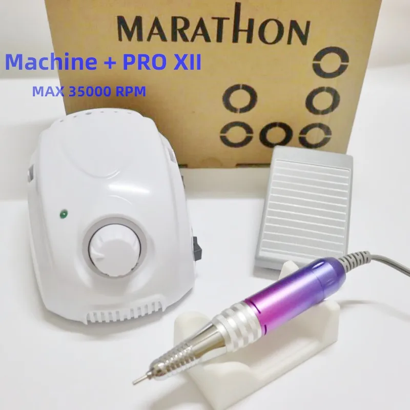 

new MARATHON-Champion 3 PRO XII Handle 35K/40K Electric Nail Drill STRONG 210 Micro Motor Grinding Machine For Nail Art Tools