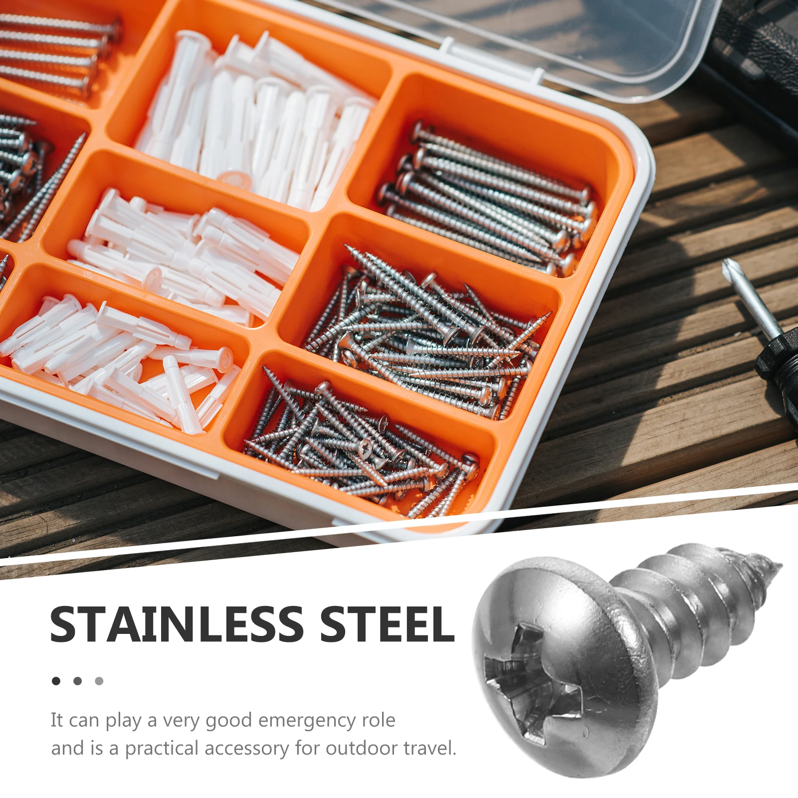 

100pcs Self-Tapping Stainless Steel Wood Metal Rust Resistant Sturdy Assorted Screws Sheet Pan Masonry