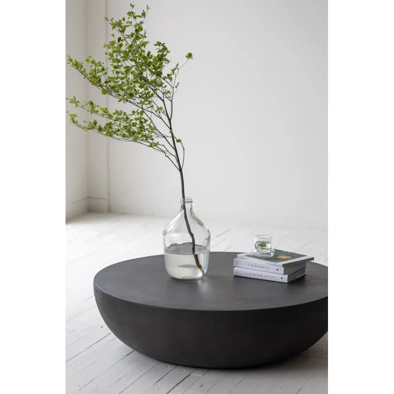 custom.Mid Modern Nordic French Concrete Black Modern Living Room Furniture Coffee Table Round Coffee Tables