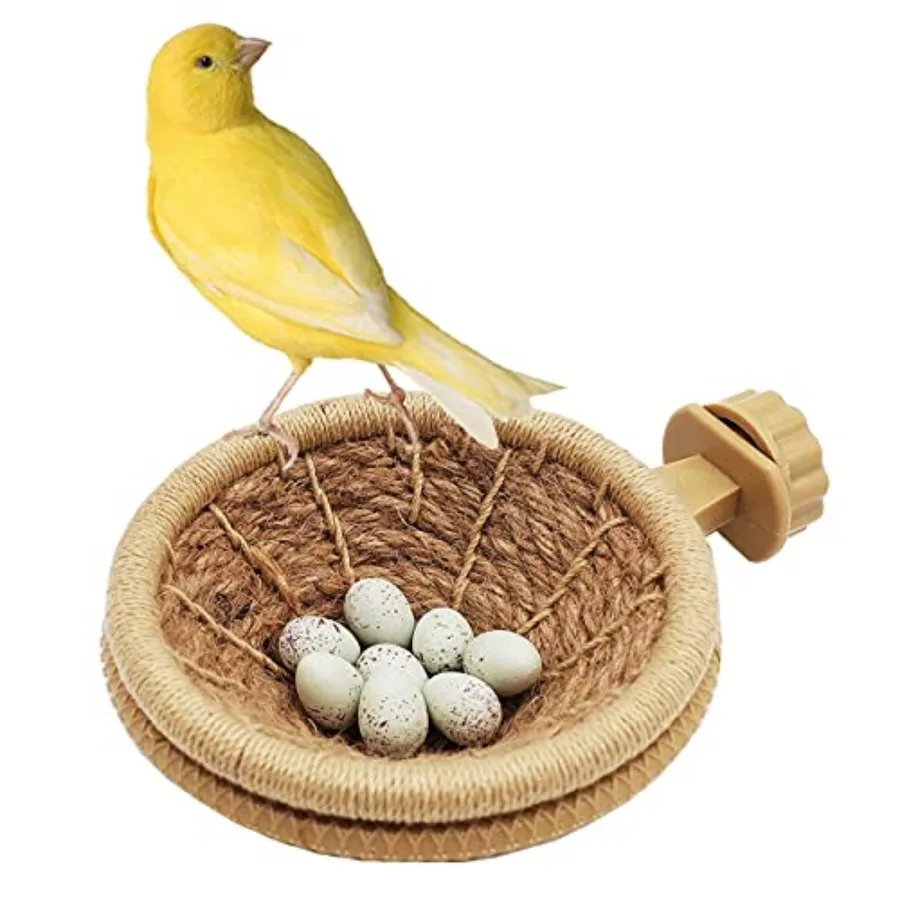 

Bird Breeding Nest Canary Finch Parrot Weave Hemp Rope Nest 4.4inches