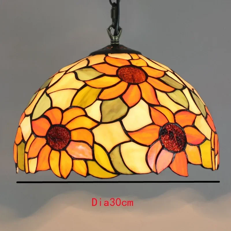 Europese stijl vintage Tiffany gekleurde glazen bar restaurant kroonluchter creatieve glazen lantaarn in landelijke stijl