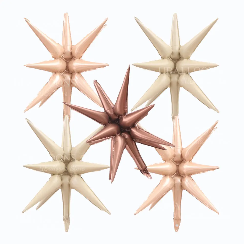 12 Stück cremefarbene Geburtstags-Folienballons, Aprikose, Braun, Beige, Herz, Stern, Heliumballons für Boho, Babyparty, Geburtstagsparty-Dekoration – Detail 8