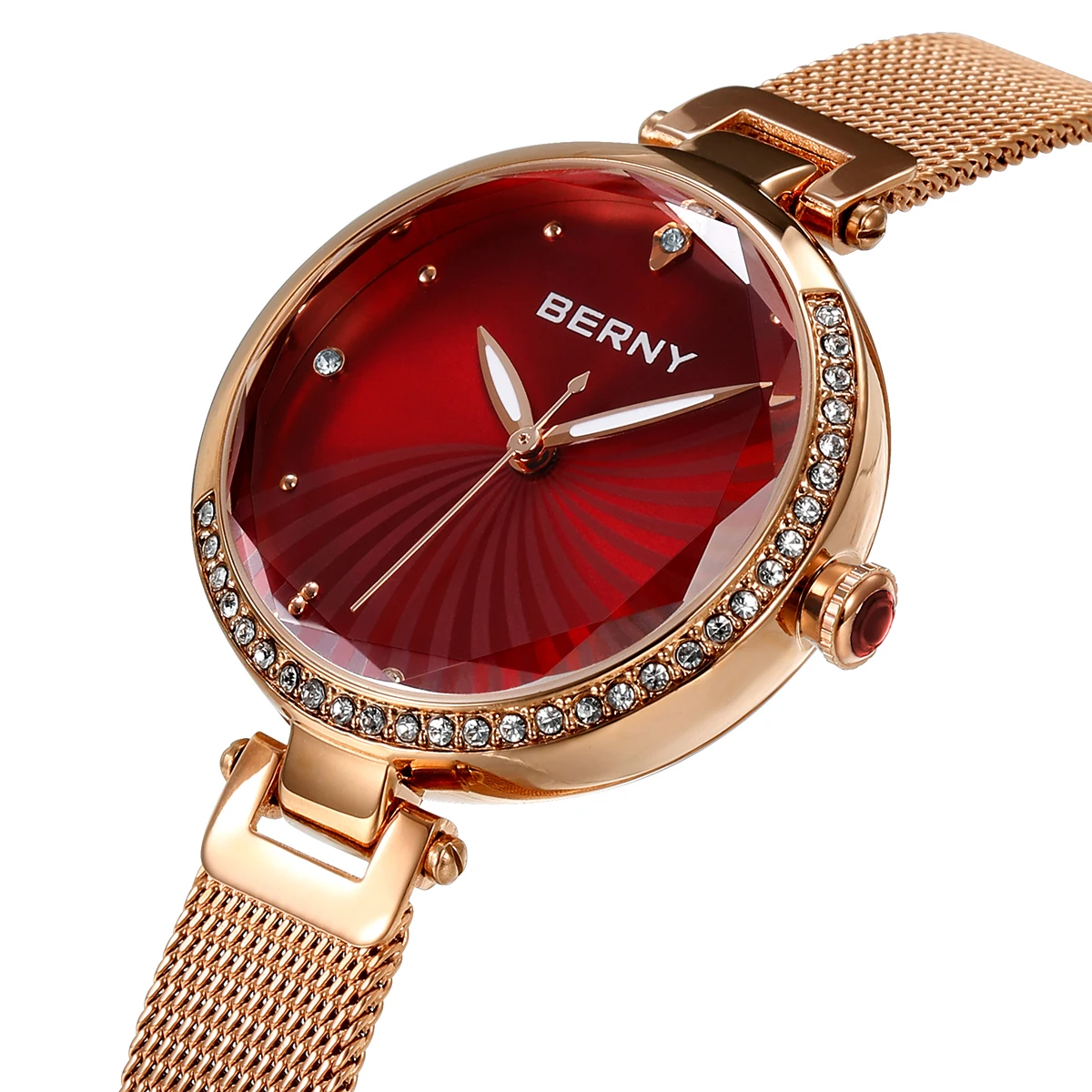 BERNY Watch for Women Elegant Diamond Luxury Brand Woman Watches Adjustable S/S Strap Luminous Small Ladies Wristwatch