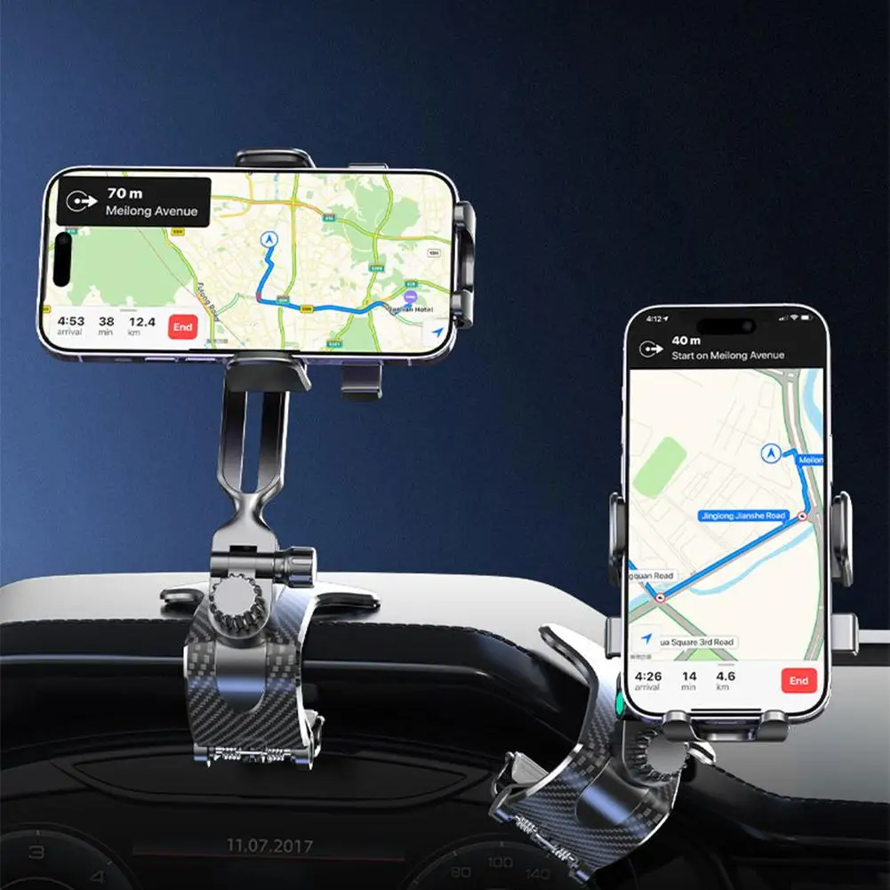 180 Rotation Car Phone Holder Dashboard Clip Auto Clamping Mobile Support Stand For iPhone Xiaomi Samsung GPS